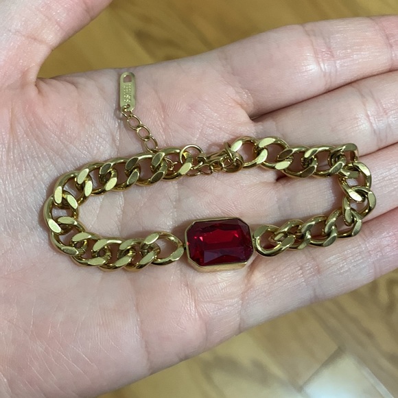 Ruby Gold Chain Bracelet and Necklace Set - Picture 4 of 17
